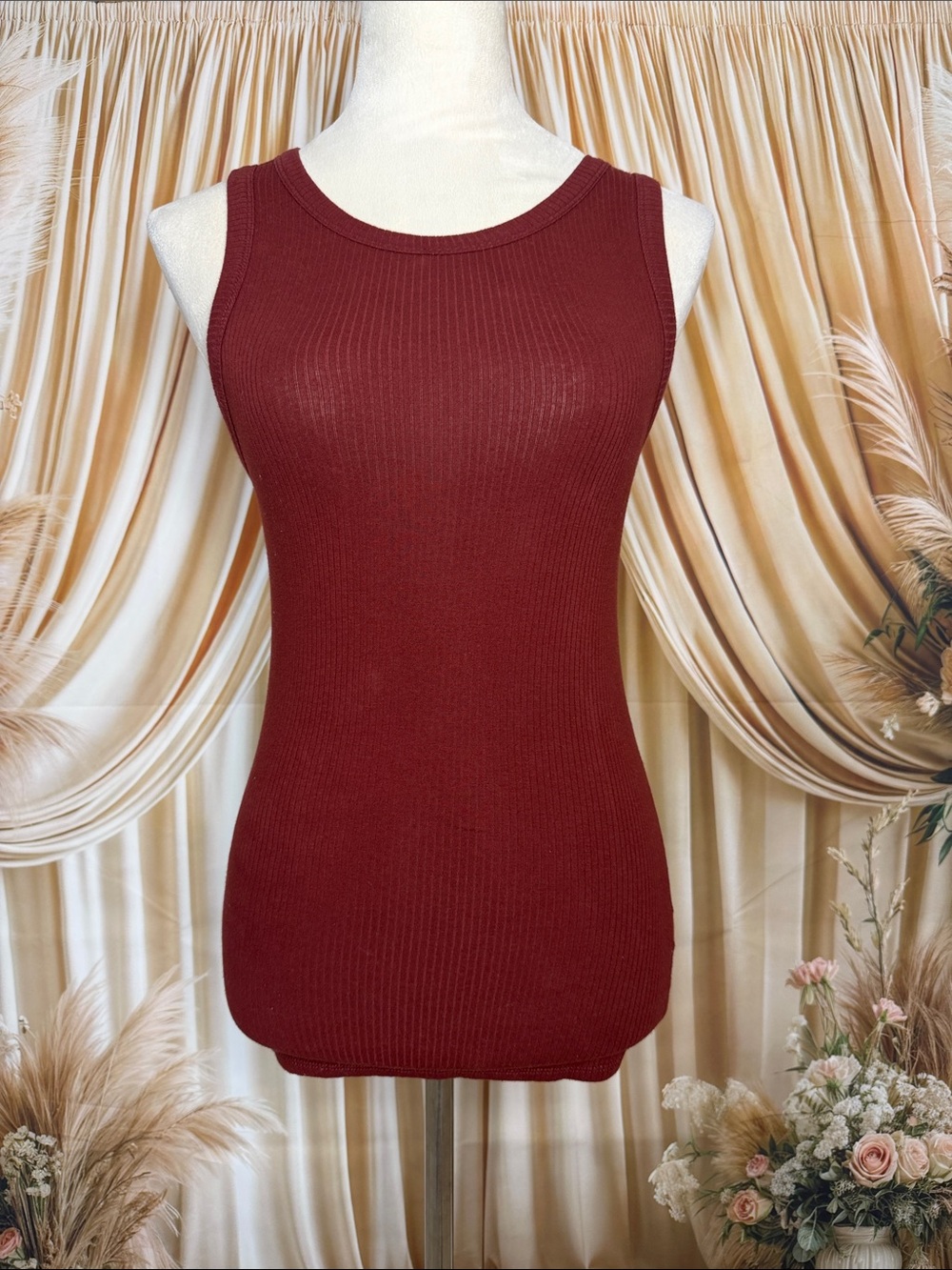 Maurices Ribbed Tank Top in Wine Red